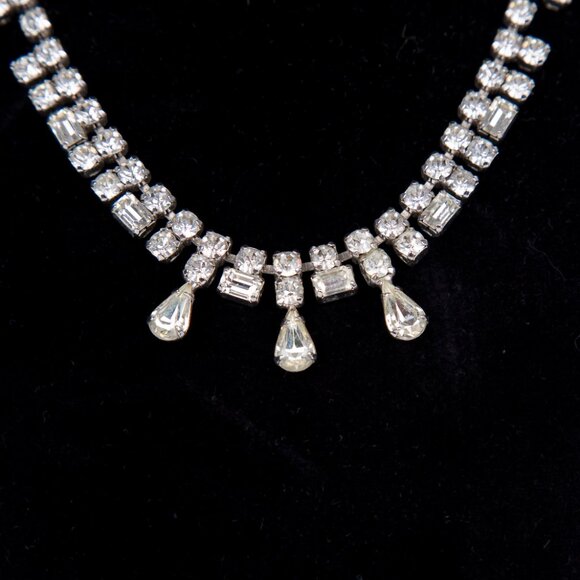VINTAGE ART DECO 1940's STYLE RHINESTONE NECKLACE - Picture 4 of 6